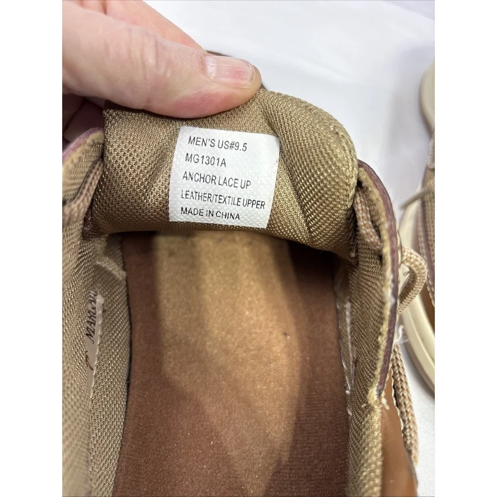 Margaritaville Anchor Men's 9.5 Brown Leather Boat Shoes Casual Nautical Loafers